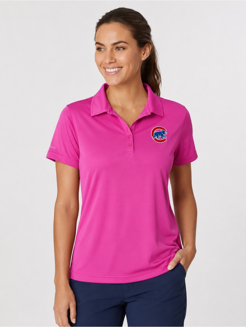 Columbia Golf Omni Wick Chicago Cubs Pink Birdie Polo Shirt Women’s Large L